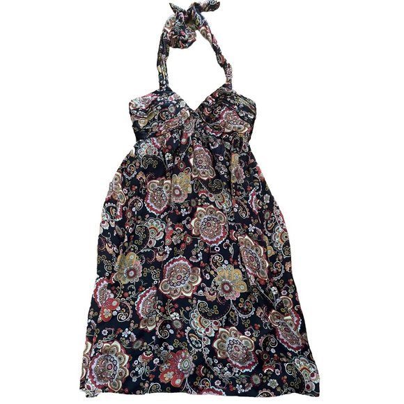 Muse for Boston Proper Women's Silk Halter‎ Paisley Floral Dress Size 2 Small - Picture 1 of 5